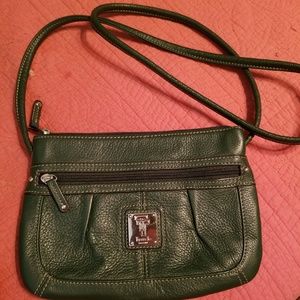 Beautiful dark green leather crossbody purse